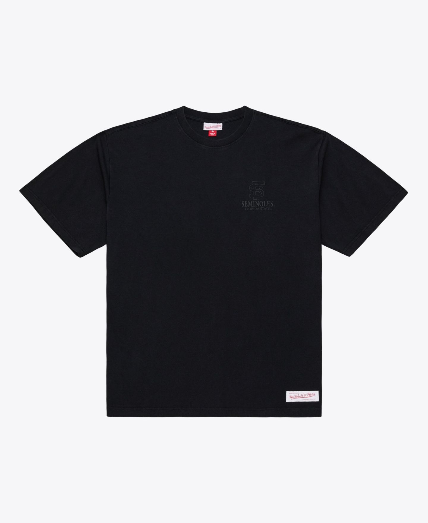 Мужская футболка Mitchell & Ness Black Florida State Seminoles Monochrome Icon — фото 1