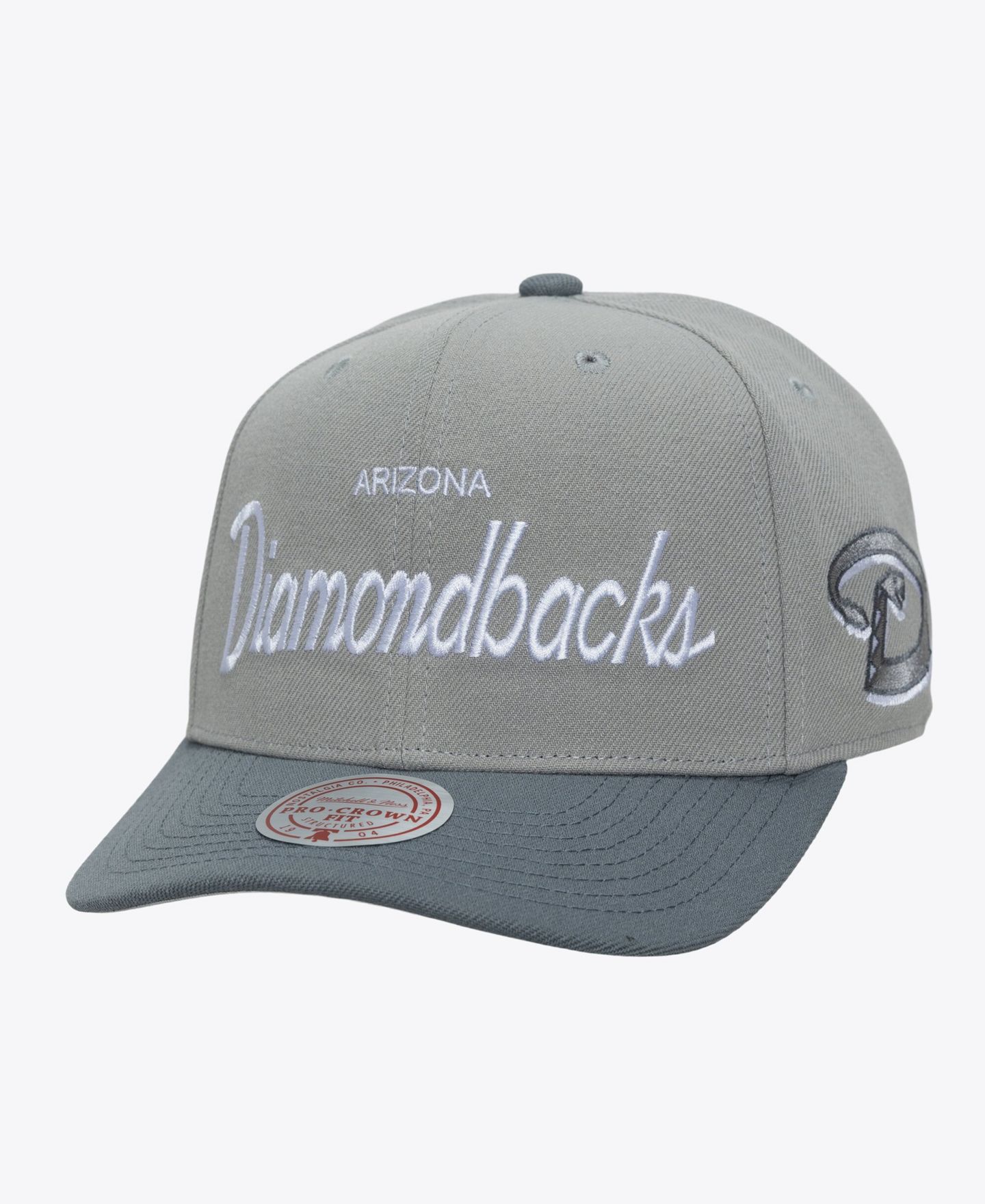 Мужская кепка Mitchell & Ness Gray Arizona Diamondbacks Cooperstown Thunderstorm Head Coach Pro-Crown Adjustable Hat — фото 1