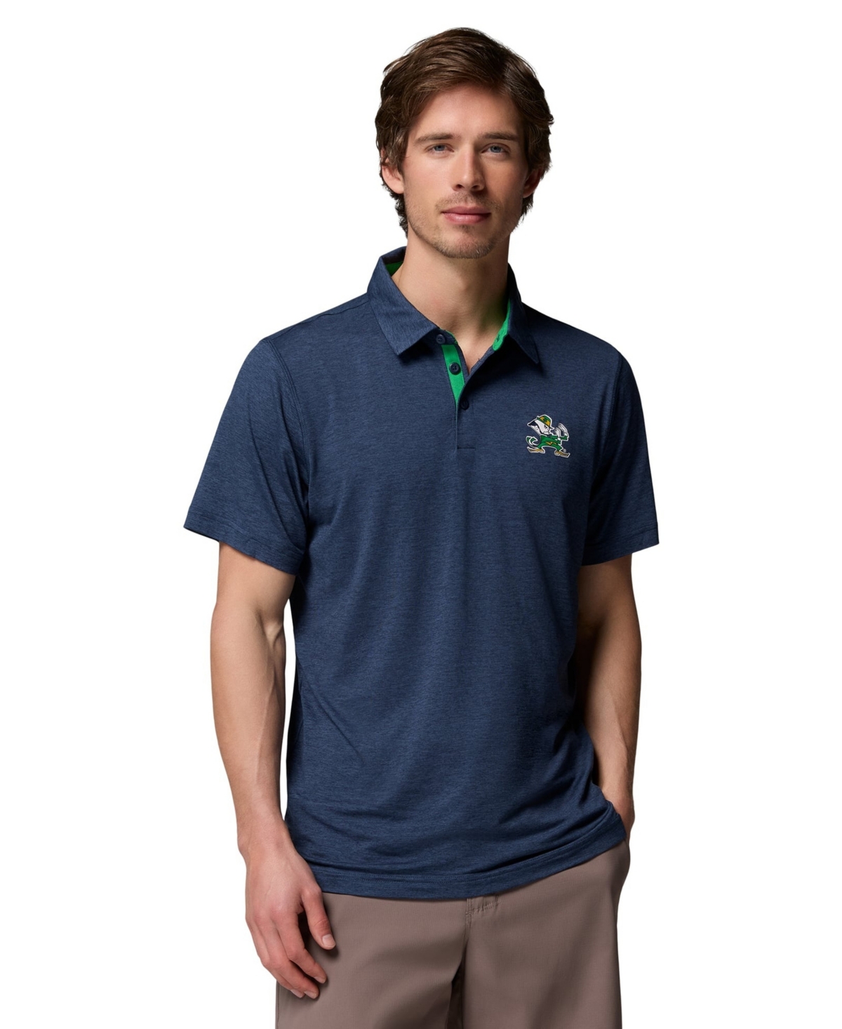 Columbia Men's Navy Notre Dame Fighting Irish Trail Omni-Shade Polo