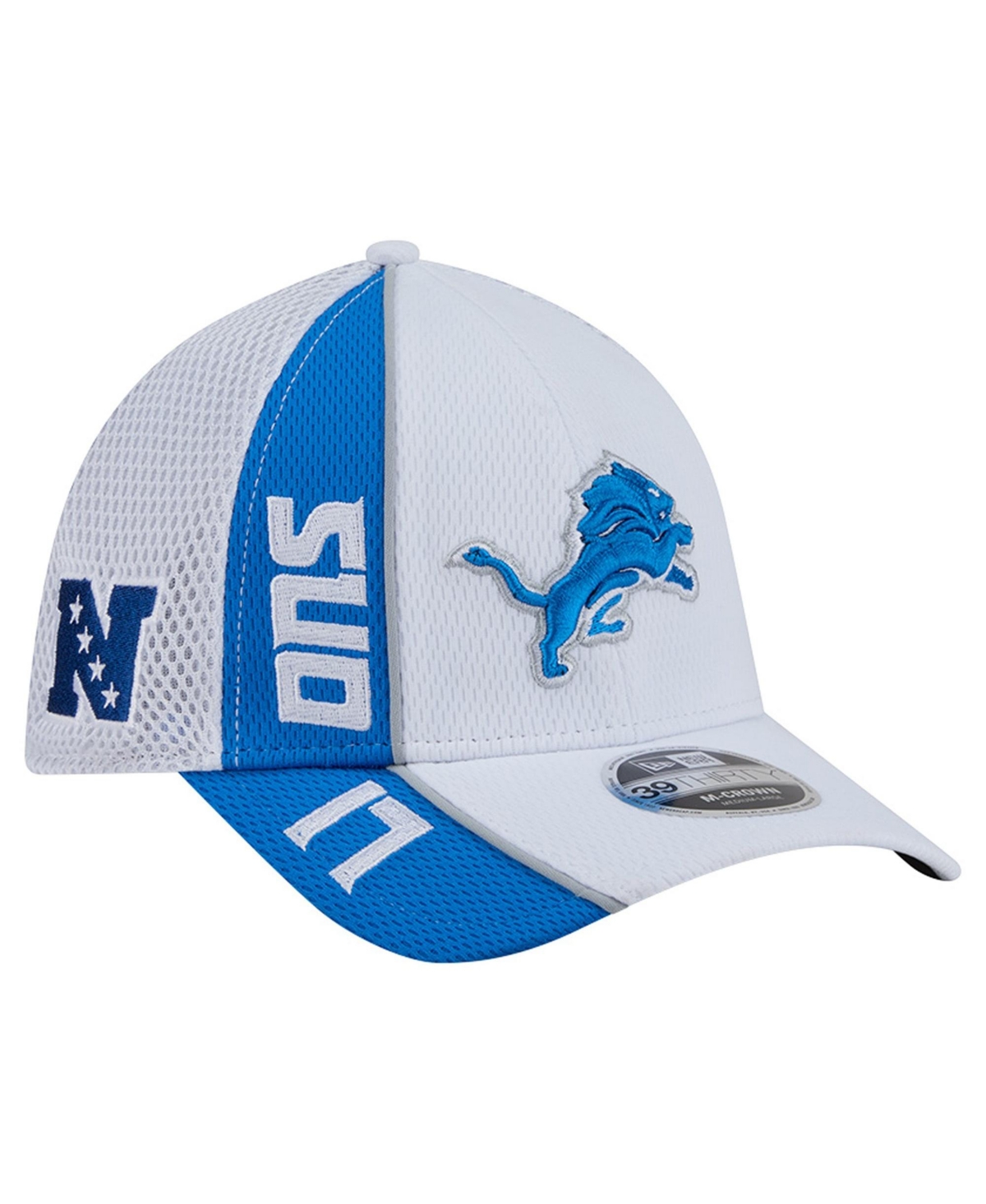 New Era Men's White/Blue Detroit Lions Dash 39THIRTY M-Crown Flex Hat
