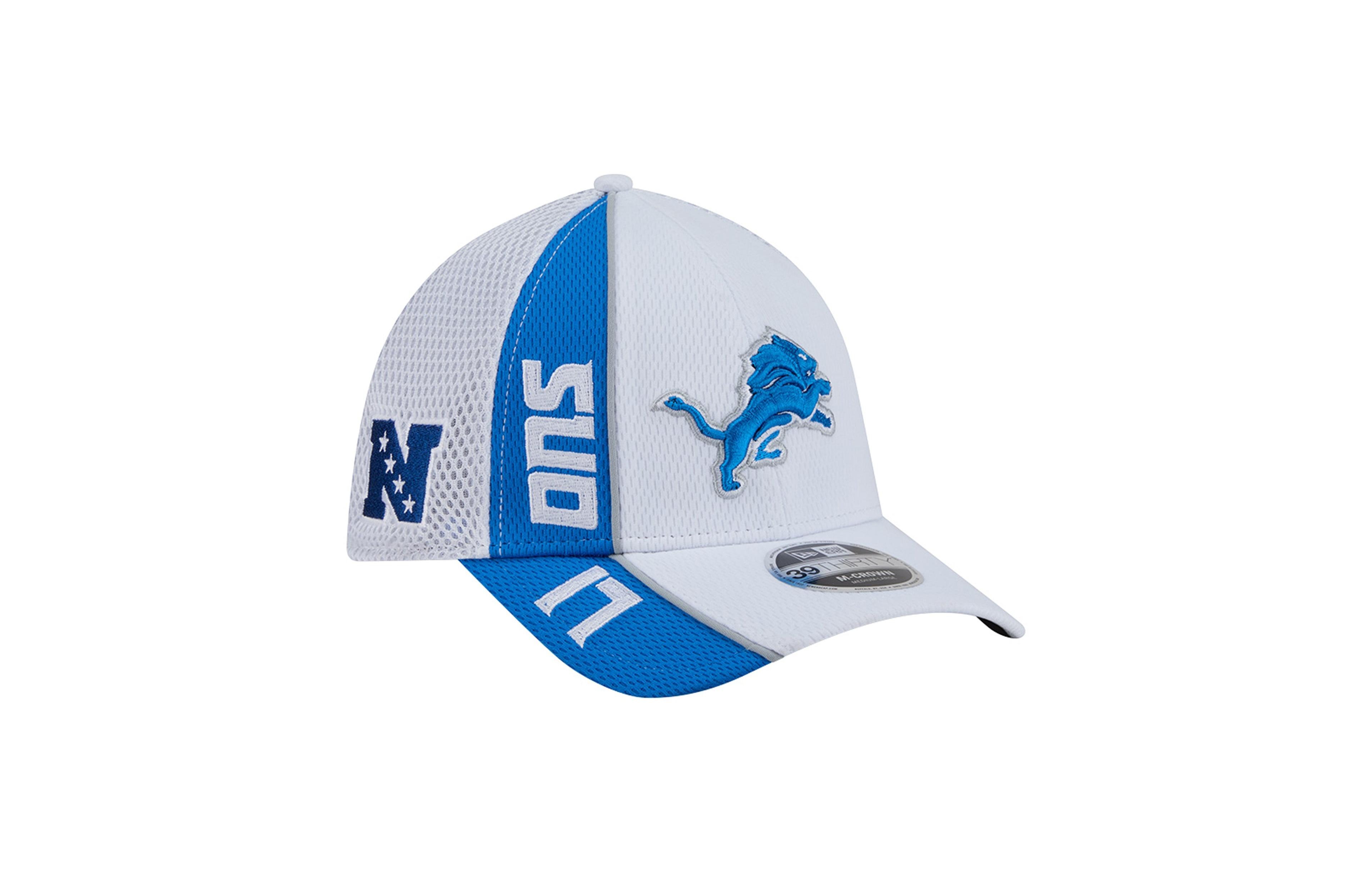 New Era Men's White/Blue Detroit Lions Dash 39THIRTY M-Crown Flex Hat