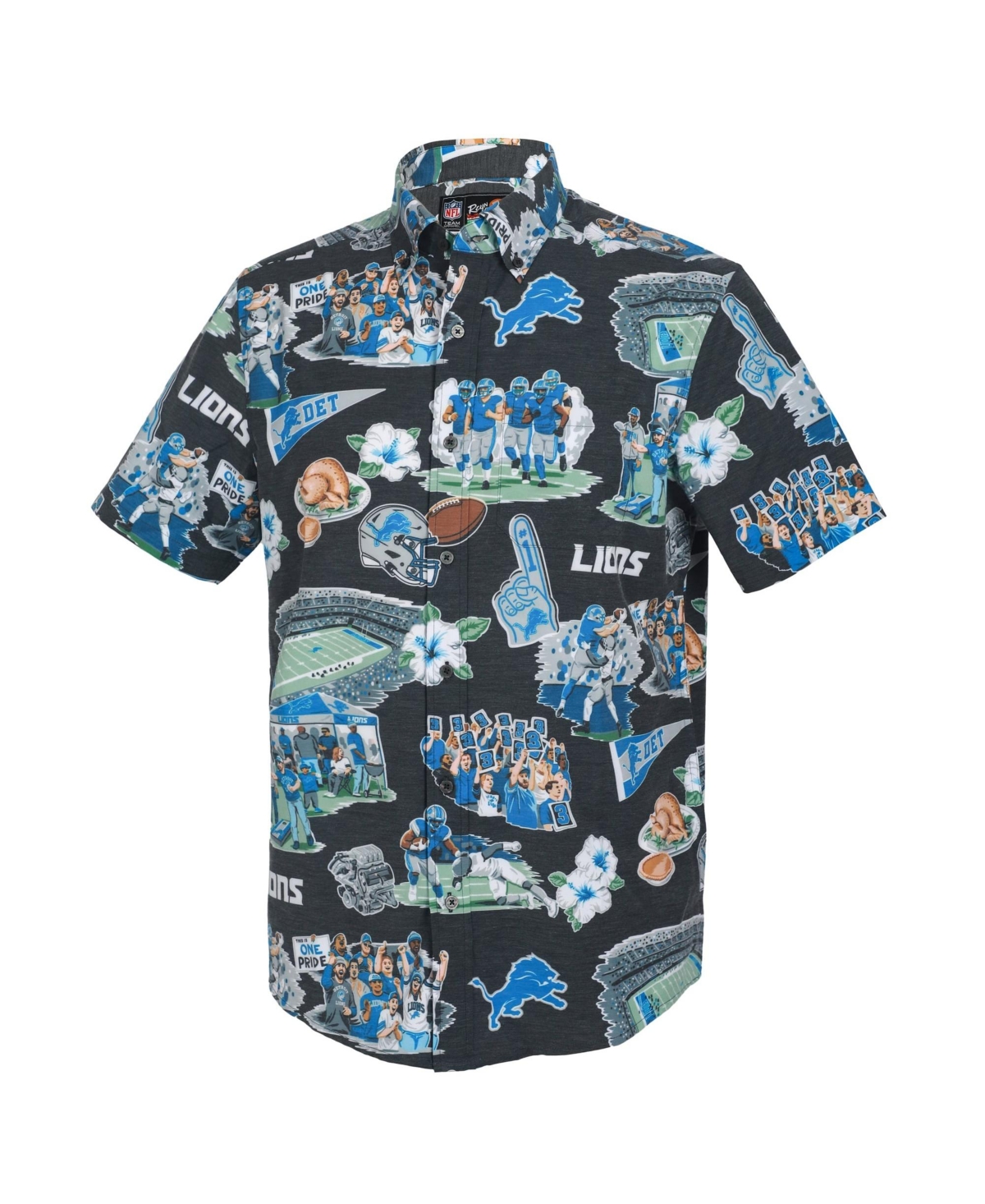 Reyn Spooner Men's Black Detroit Lions Scenic Button-down Shirt