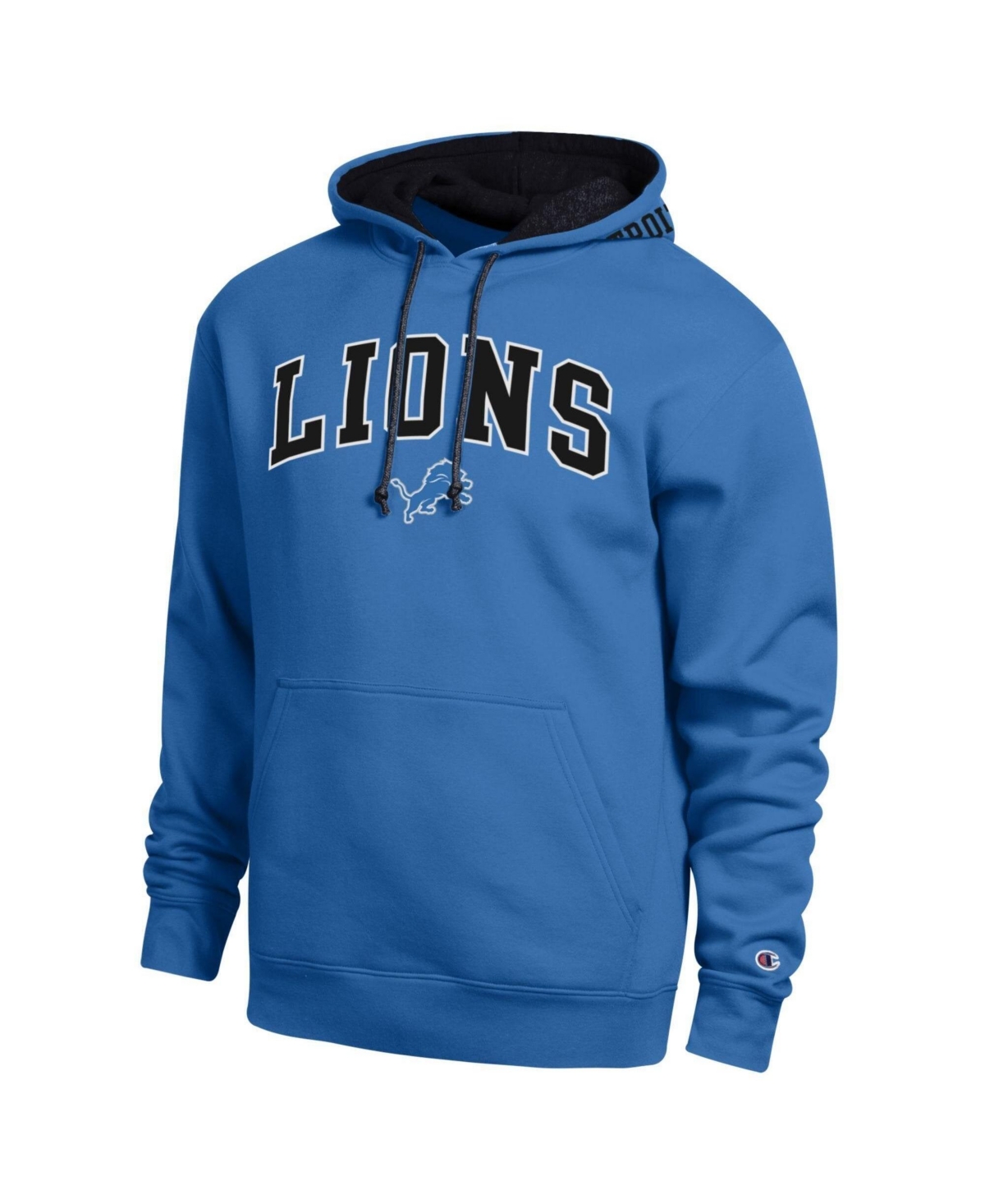 Champion Men's Blue/Black Detroit Lions Contrast Hoodie