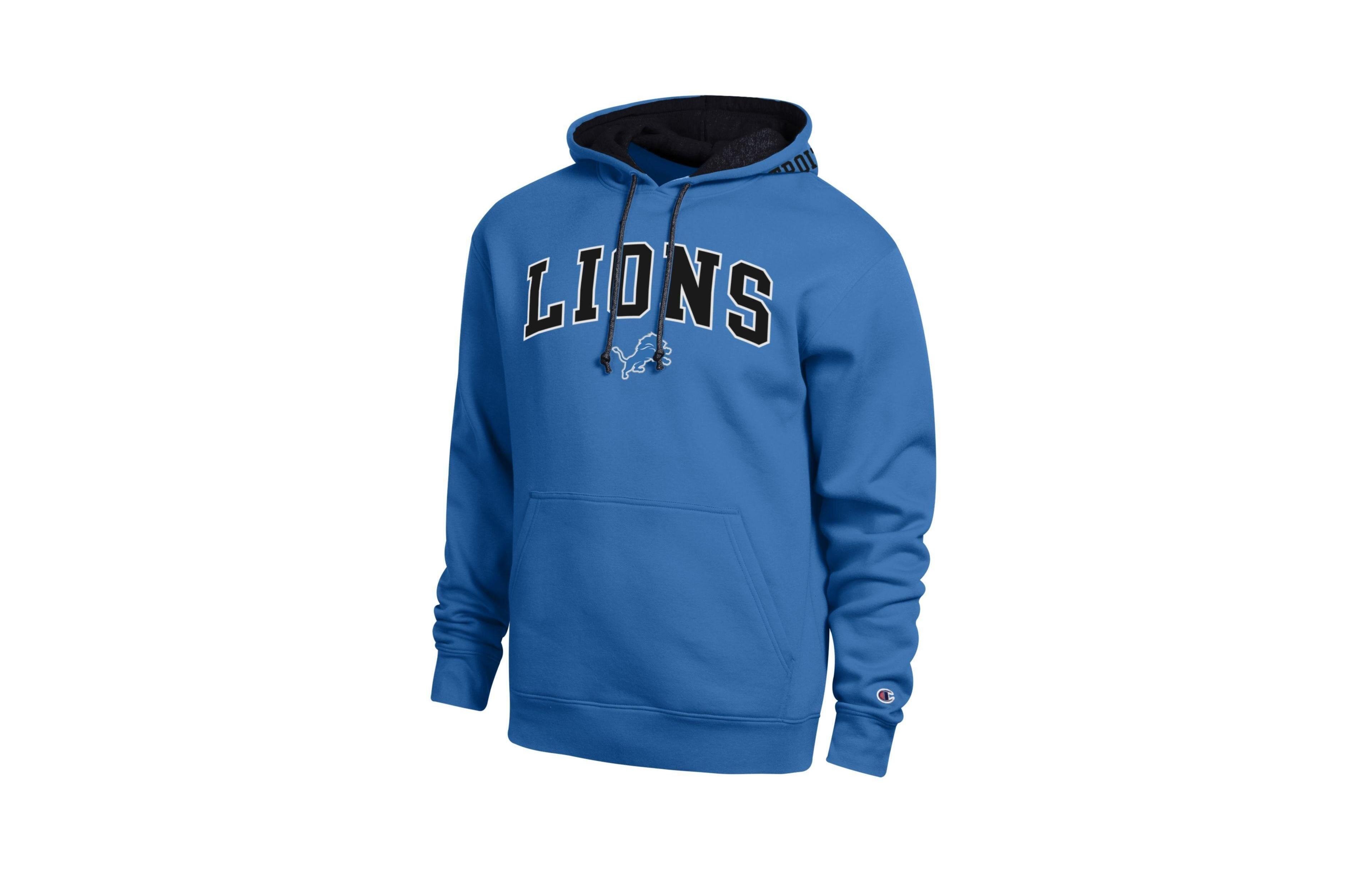 Champion Men's Blue/Black Detroit Lions Contrast Hoodie