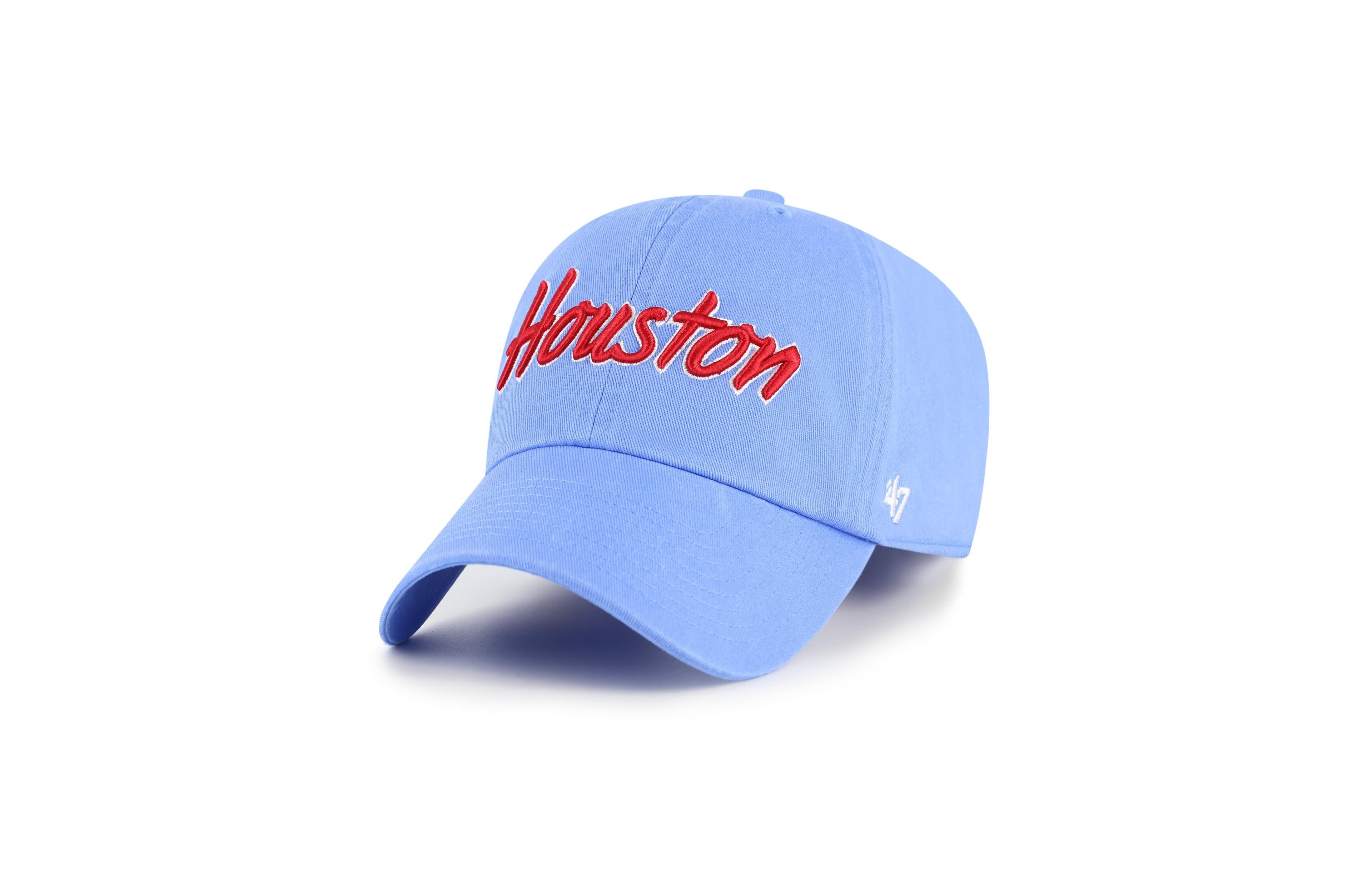 '47 Brand Men's Light Blue Houston Cougars Script Clean Up Adjustable Hat