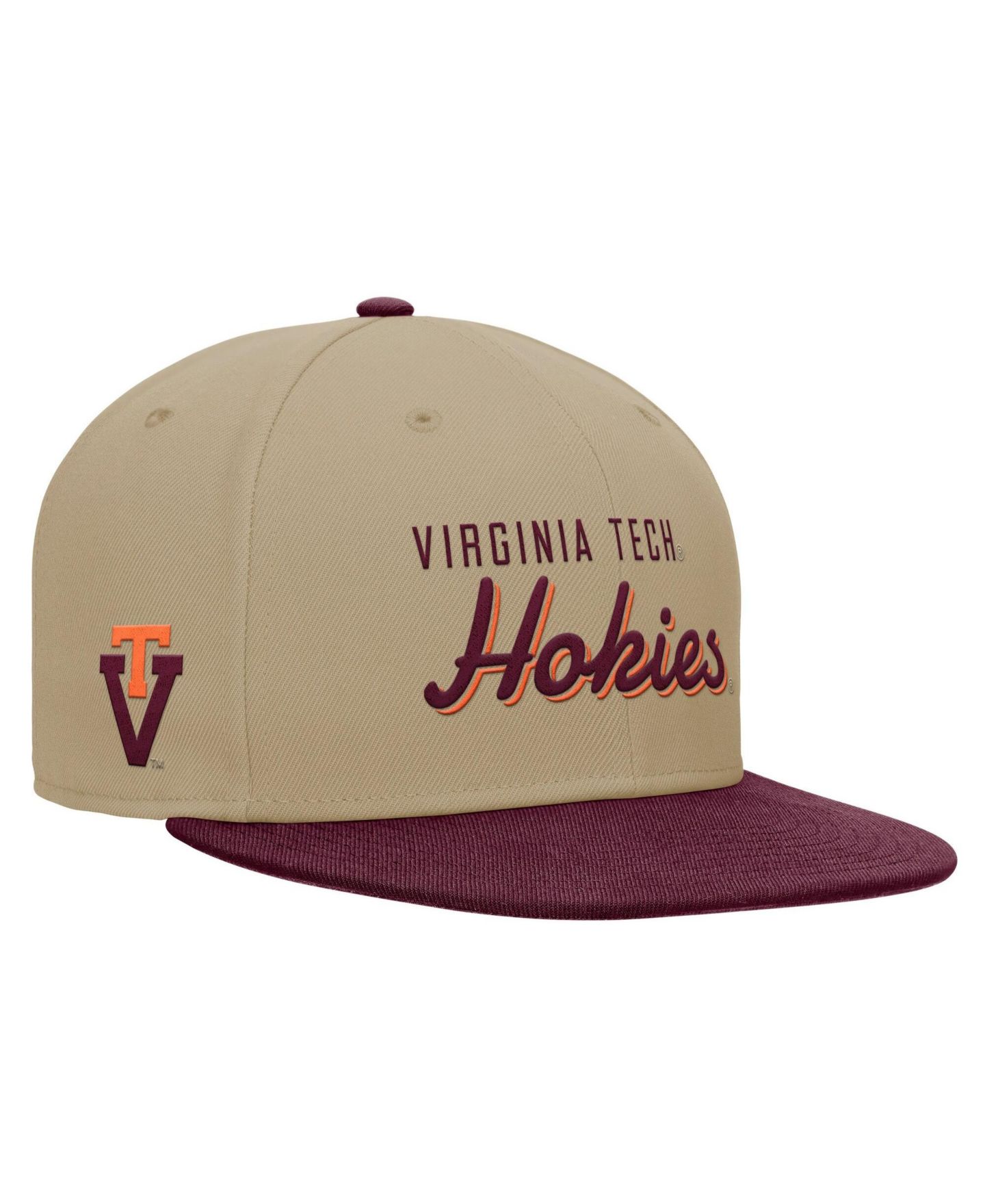 Мужская кепка Nike Beige/Maroon Virginia Tech Hokies Pro Dri-FIT Snapback Hat — фото 1
