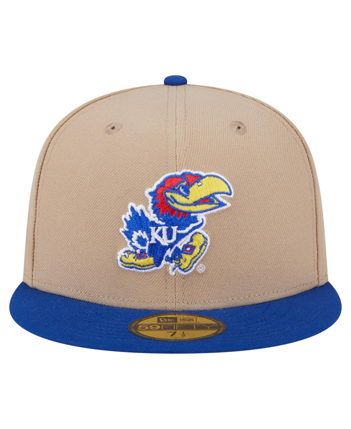 Мужская кепка New Era Khaki Kansas Jayhawks Two-Tone 59FIFTY Fitted Hat — фото 3