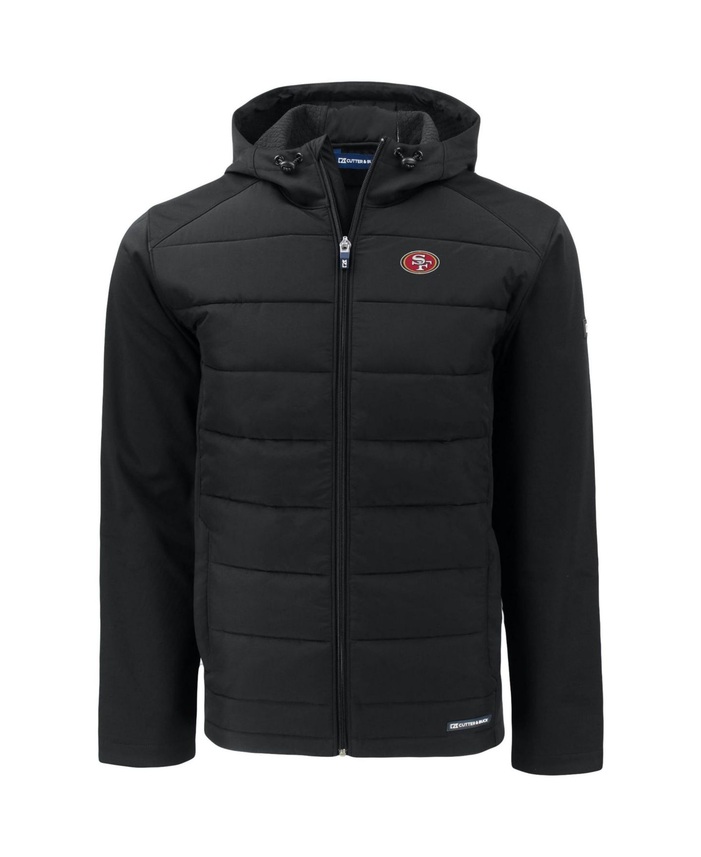 Мужская куртка Cutter & Buck Black San Francisco 49ers Evoke PrimaLoft Hybrid Eco Softshell Full-Zip Hooded — фото 2