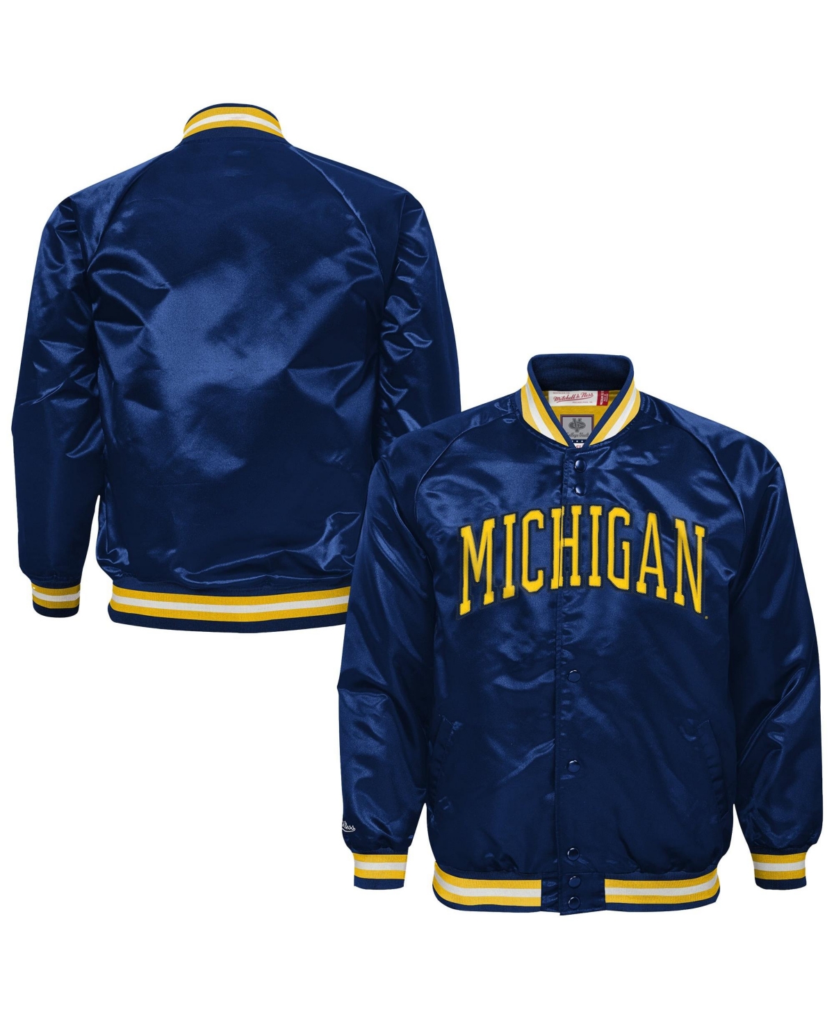 Mitchell & Ness Big Boys and Girls Navy Michigan Wolverines Satin Full-Snap Jacket