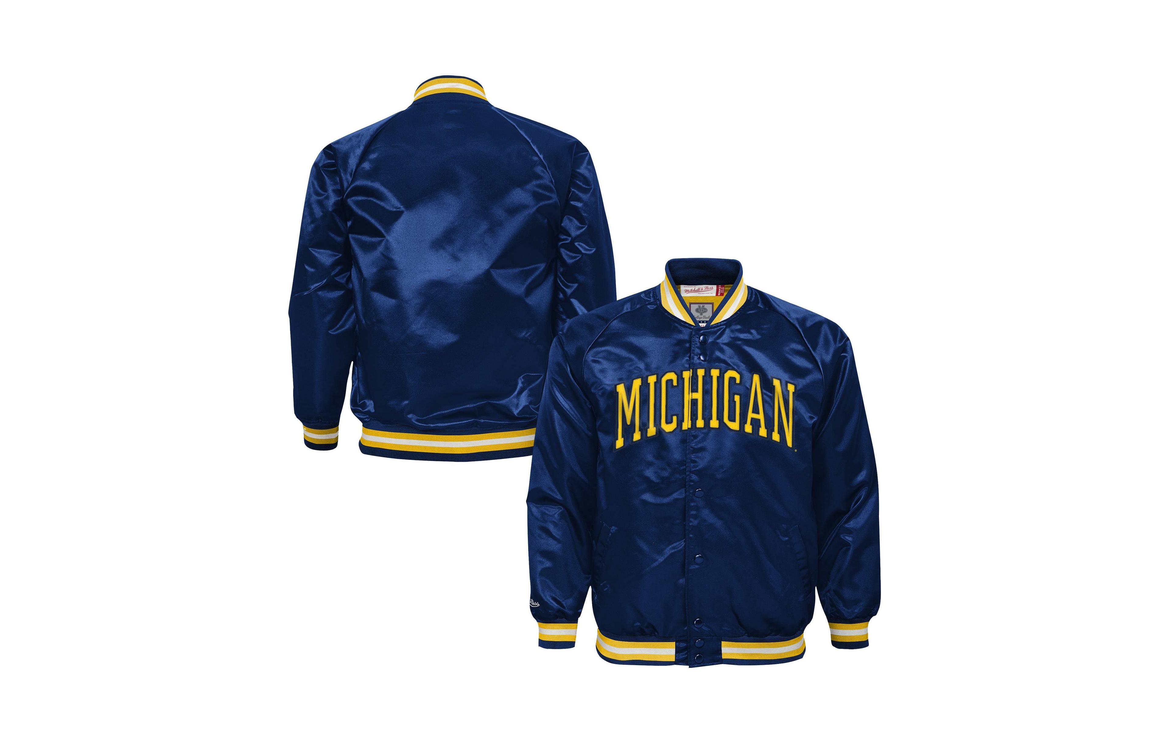 Mitchell & Ness Big Boys and Girls Navy Michigan Wolverines Satin Full-Snap Jacket