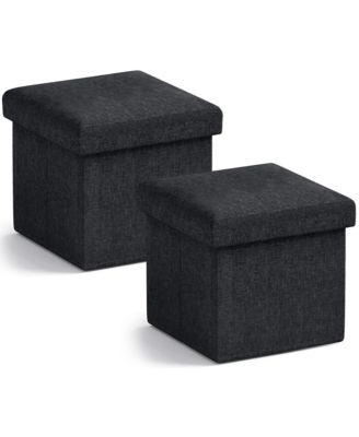 2 Pack Small Square Collapsible Storage Ottoman, Foot Stool, Seat