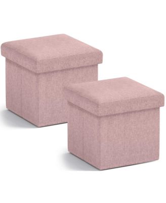 2 Pack Small Square Collapsible Storage Ottoman, Foot Stool, Seat