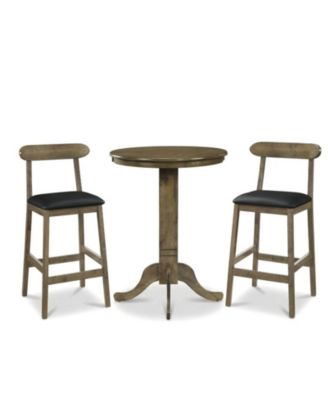 3-Piece 30 Inch Round Pub Table Set with Pedestal Base and Armless Stools
