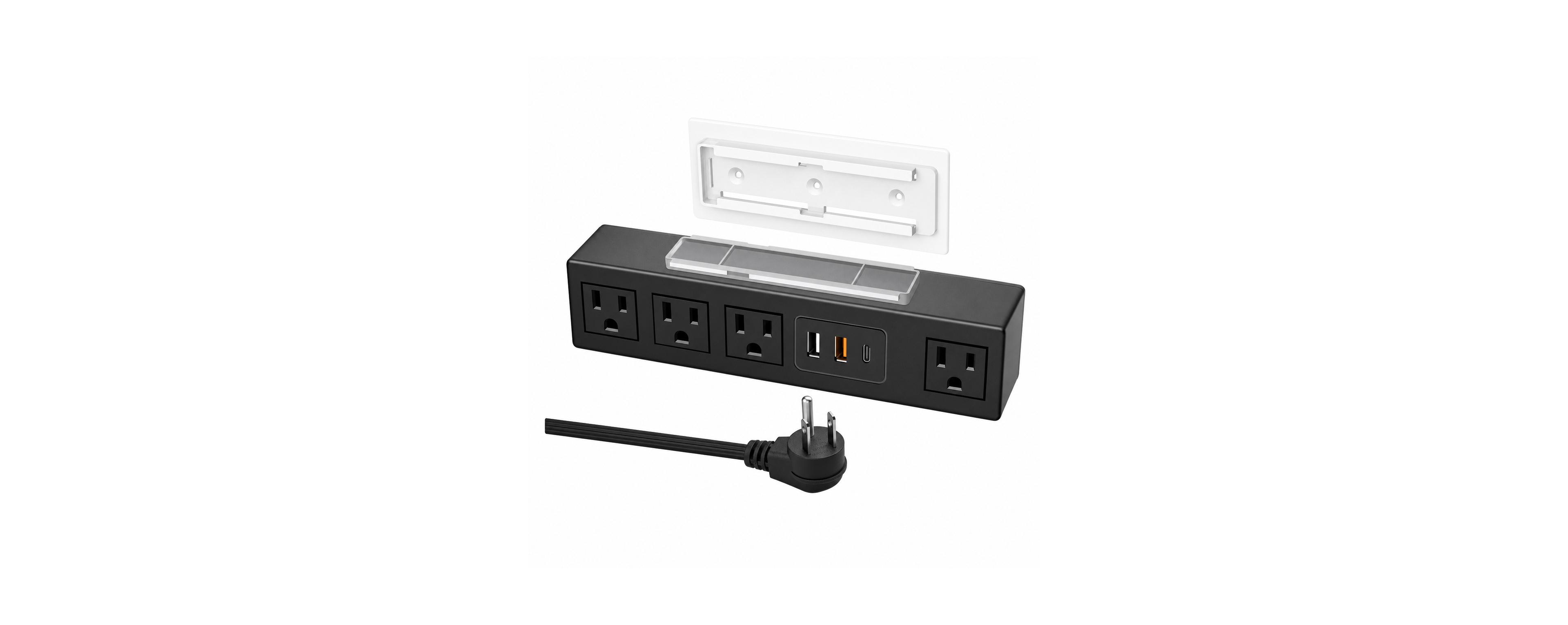 Lofree Under-desk Mount Surge-Protection Power Strip with Usb-c and Usb-a Ports for Usb-a and Usb-c Devices