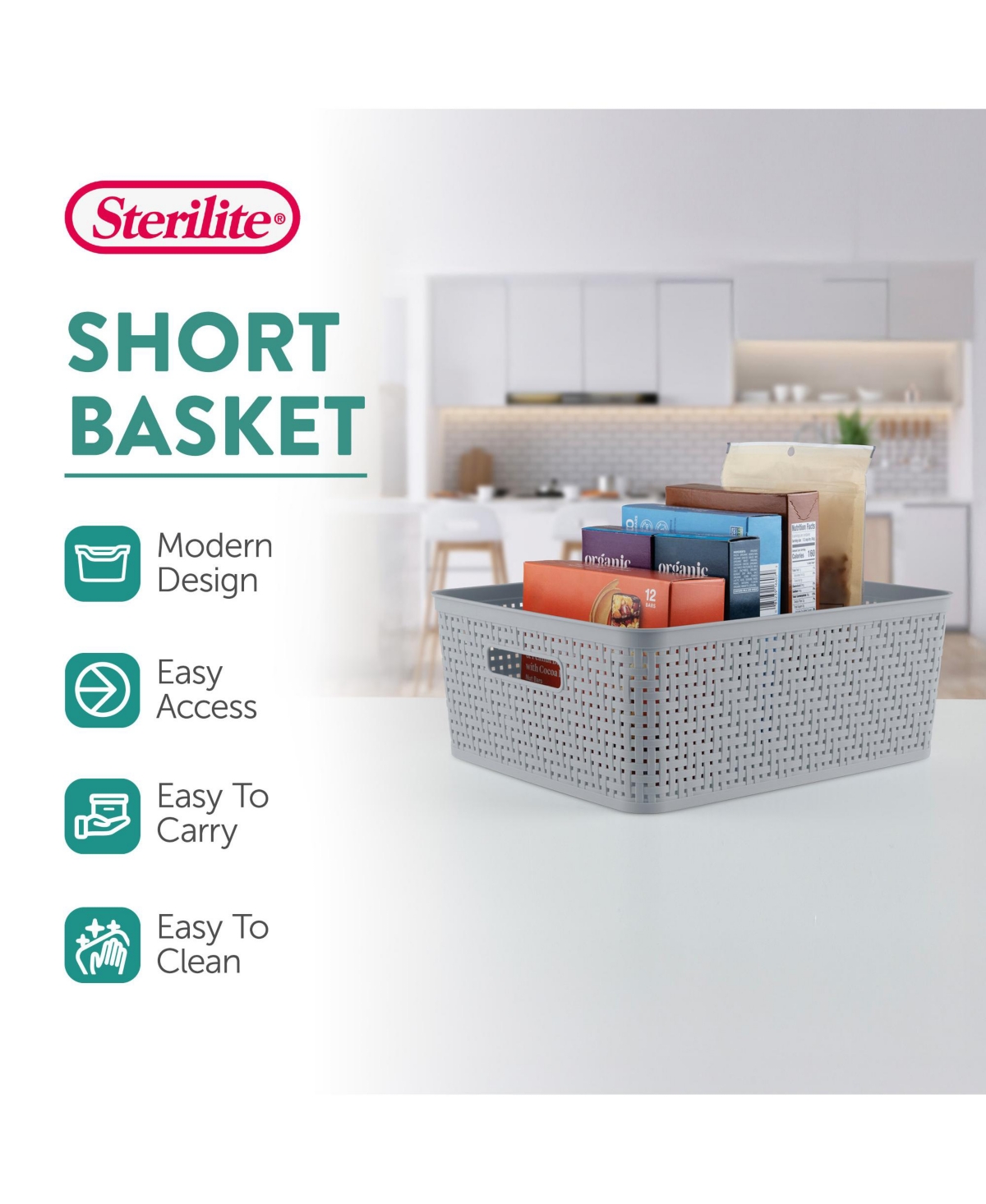 Sterilite 14'' x 11.5'' x 5'' Woven Rectangular Short Basket Organizer ( Pack