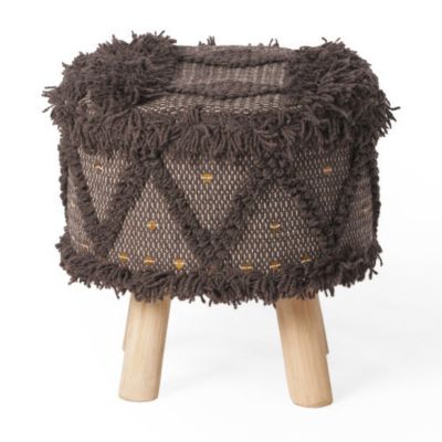 Handcrafted Wool and Cotton Boho Foot Stool Ottoman