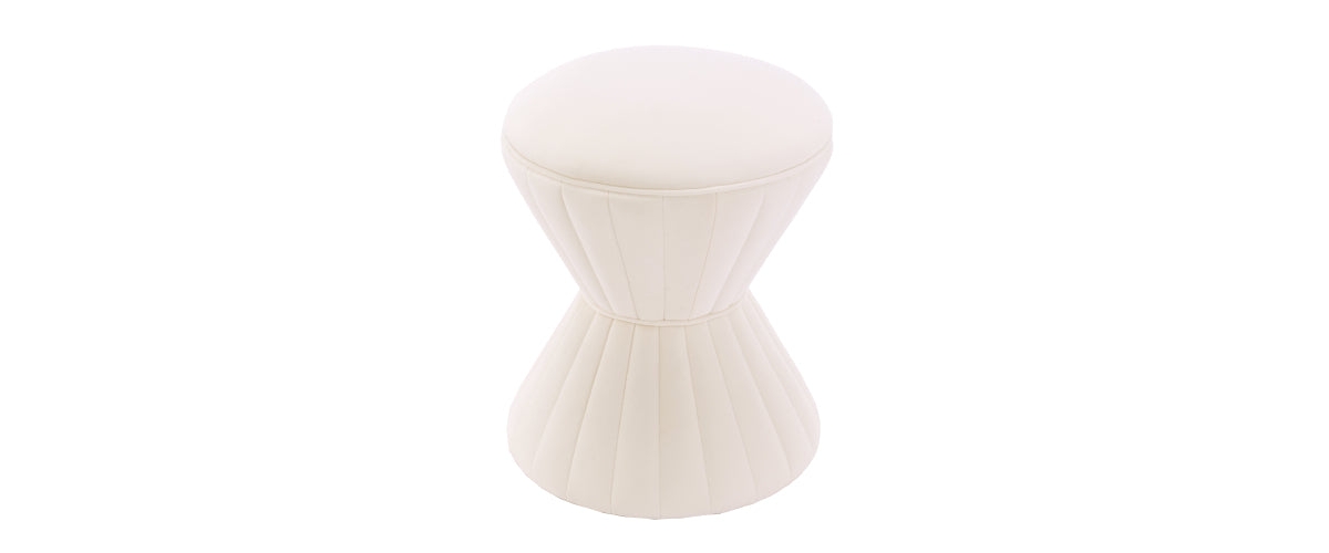 Flynama Velvet Ottoman Stool, Upholstered Vanity Chair Round Accent Footstool