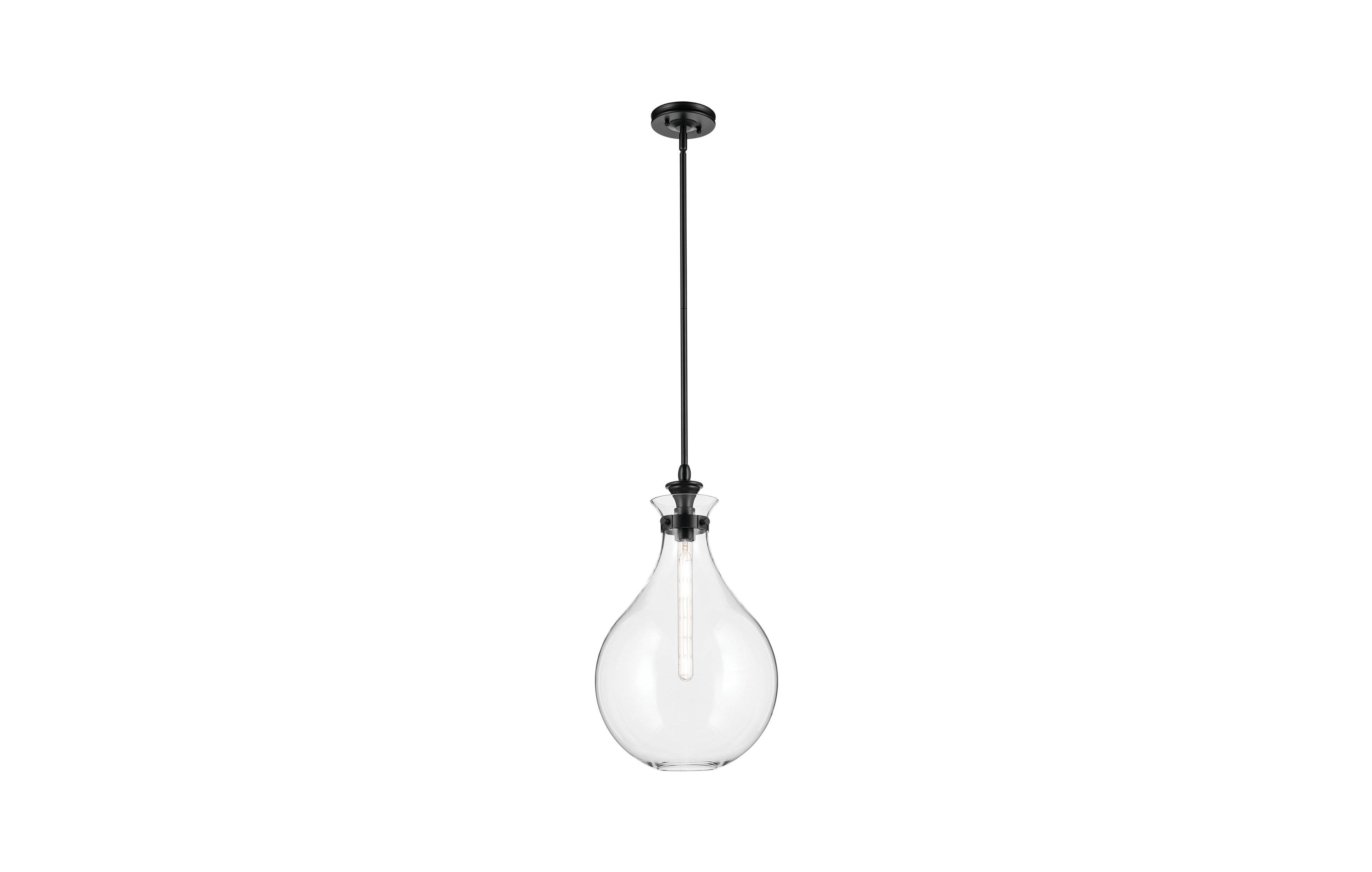 Kichler Laria 14 Inch 1 Light Pendant with Clear Glass in Black