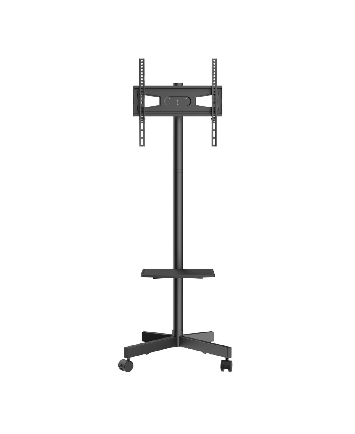 Gouun Height-Adjustable Rolling Tv Cart with Device Tray for 23 to 60 in Screens - Black