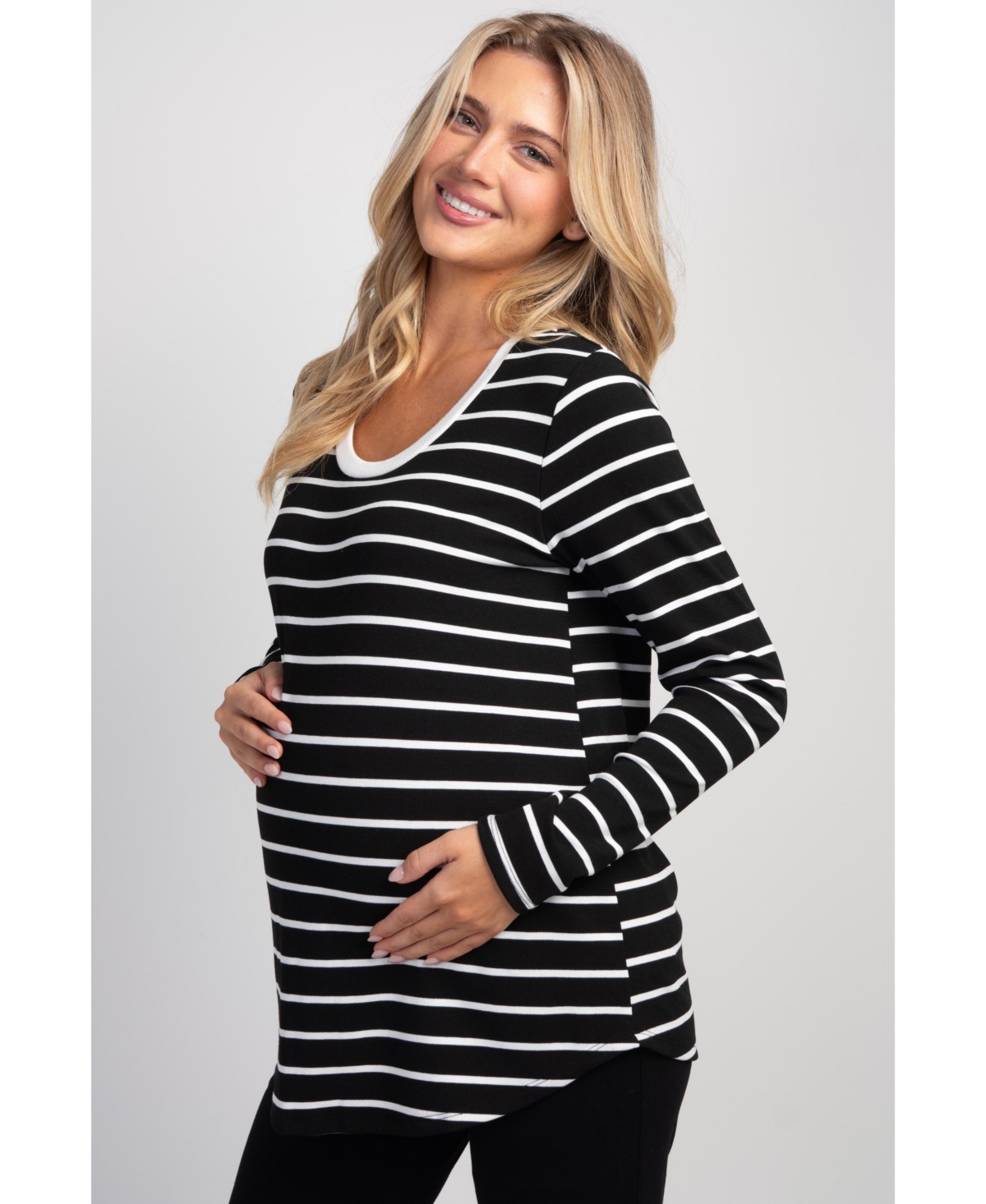 Hello Miz Maternity Striped Nursing Long-Sleeve Top