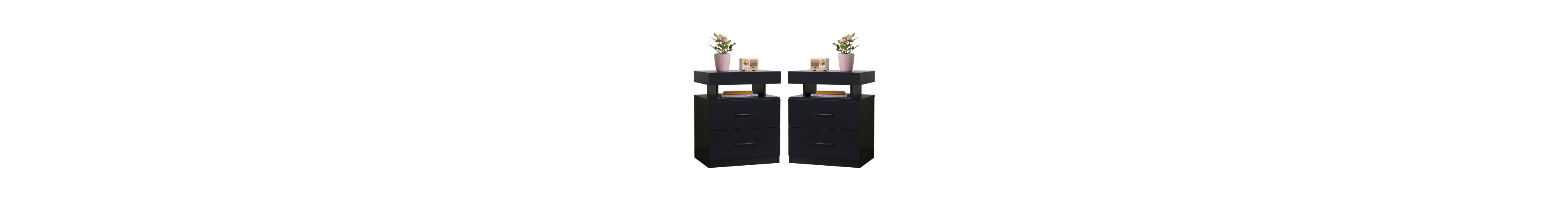 Flynama 2-Piece Led Nightstand Set with Fabric Drawers