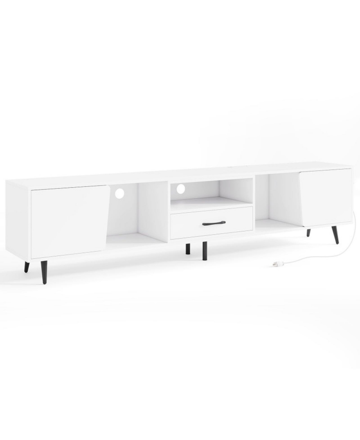 Gouun 79 Inch Tv Stand for TVs up to 90 Inches with Built-in Power Strip - White