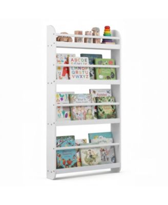 4-Tier Bookshelf Organizer for Toys and Books with Basswood Crossbar