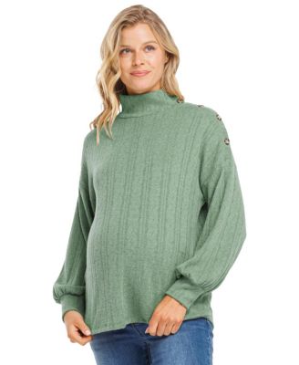 Women's Mock Neck Button Shoulder Knit Sweater