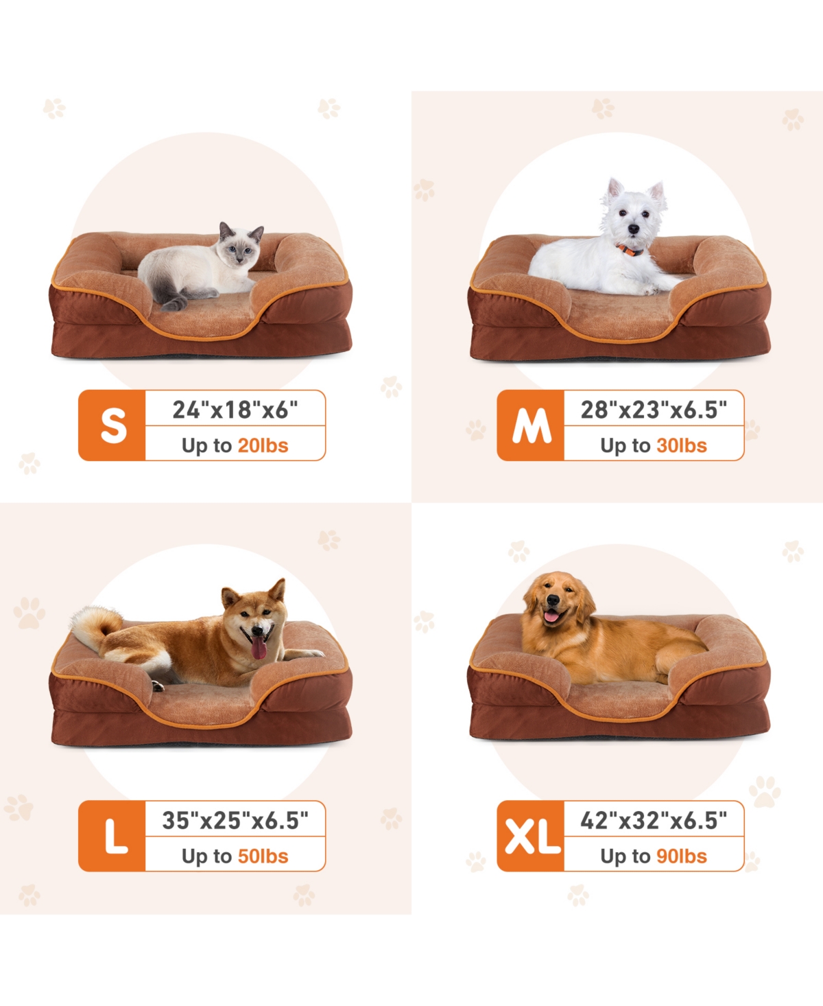 Zeny Memory Foam Pet Bed for Small Dogs and Cats with Washable Removable Cover Non-Slip Base Waterproof Liner