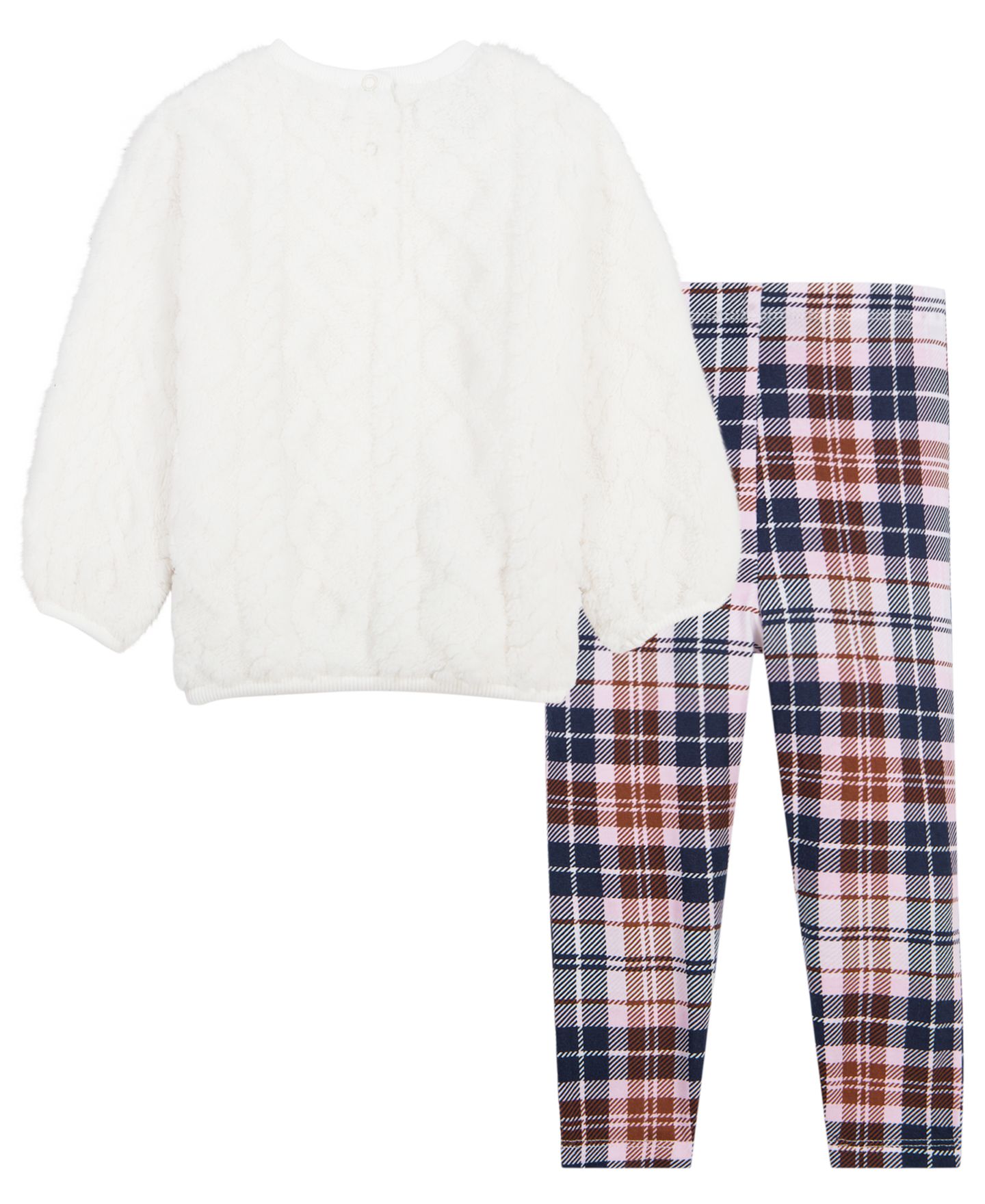 Tommy Hilfiger Toddler and Little Girls' 2T-6X Sherpa Cable-Knit Plaid Top and Leggings, 2-Piece Set, цвет: Клетчатый — фото 5