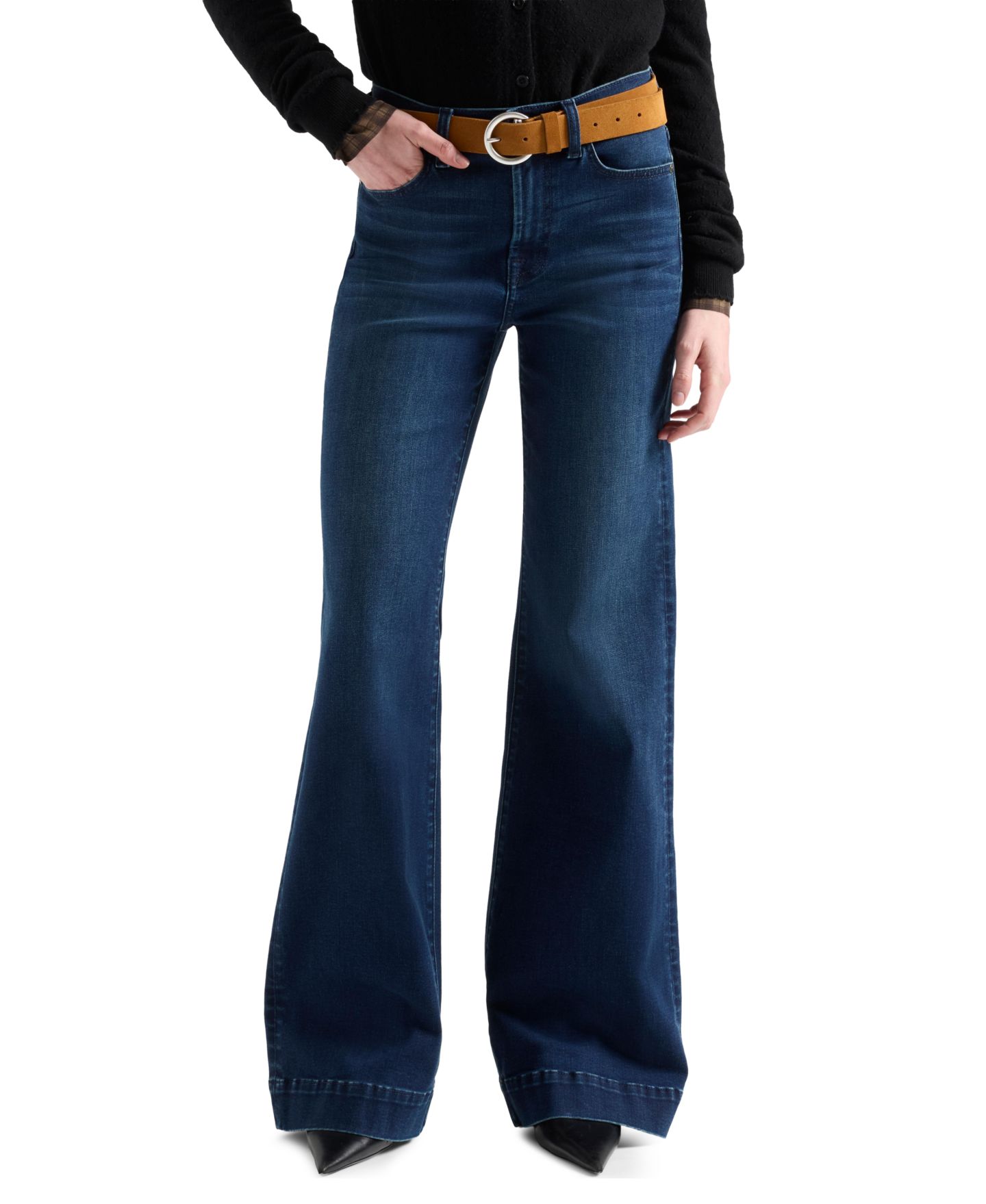 Женские джинсы 7 For All Mankind Modern Dojo High-Rise Wide-Leg Trouser-Style Hem, цвет: Синий чёрный — фото 1