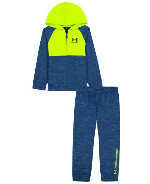 Детский комплект Under Armour: худи на молнии в стиле колор-блок и джоггеры, 4-7, цвет: Зелёный