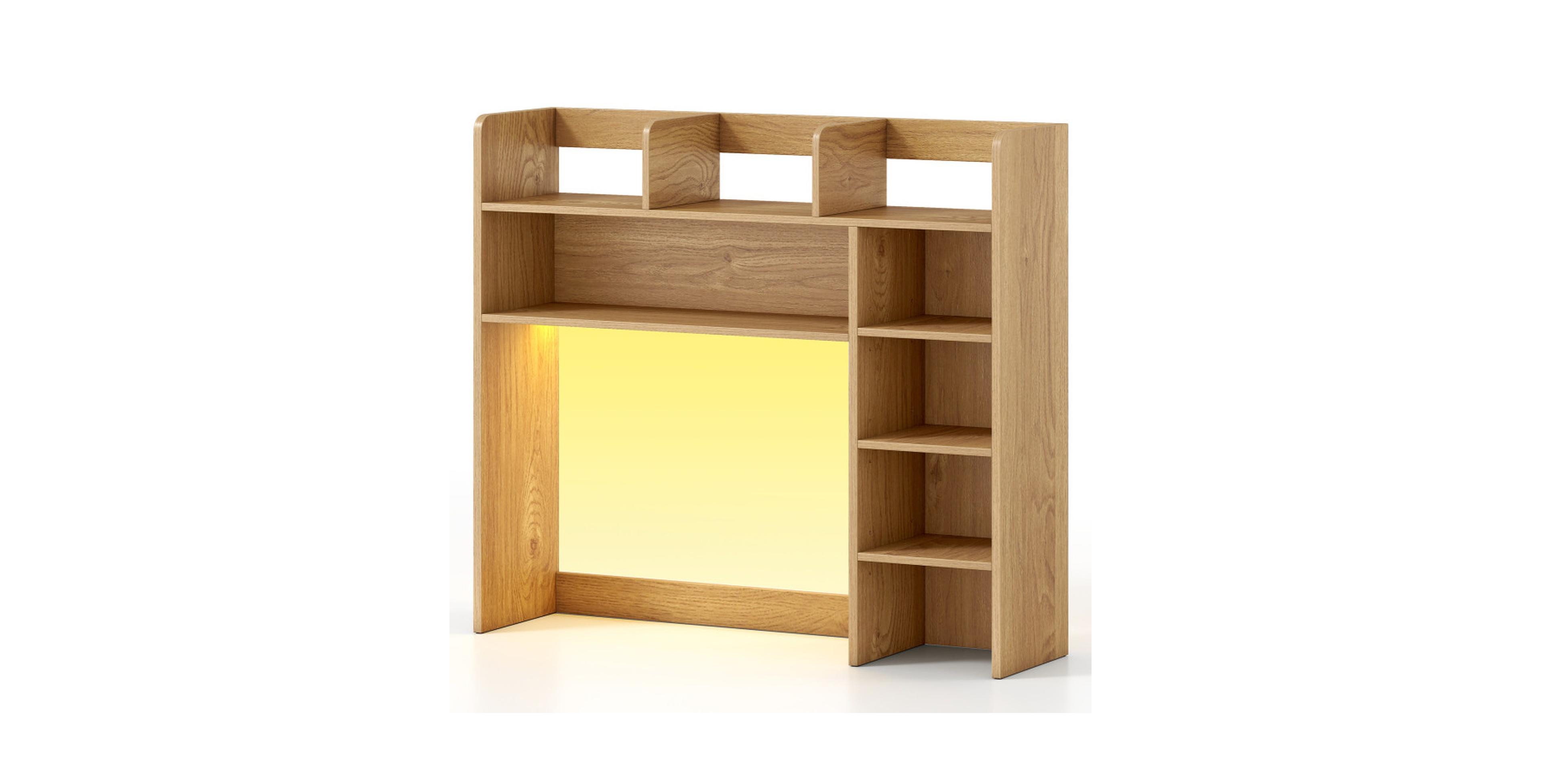 Gouun 35.5 Inch Desktop Bookshelf with Rgb Led Lights and Adjustable Shelves