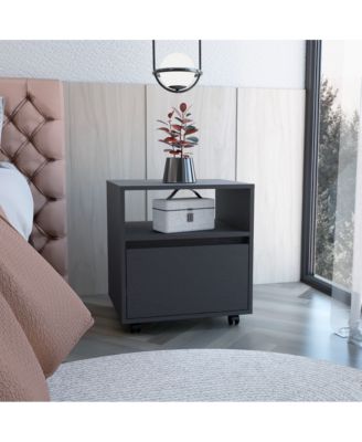 Flynama Mobile Nightstand with Casters, Handle-Free 1 Drawer and ...