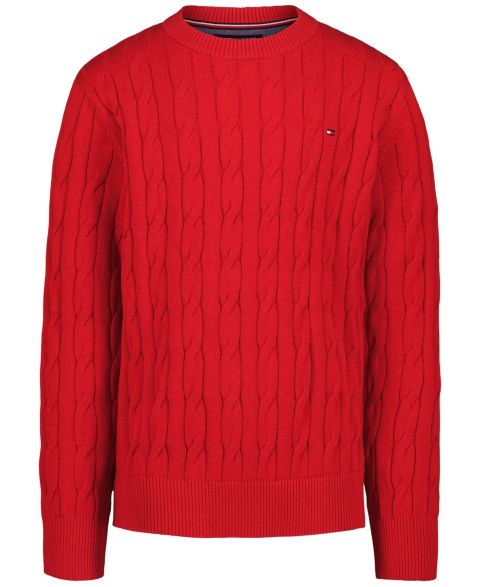 Свитер Tommy Hilfiger Cable Knit Crewneck Sweater для мальчиков, цвет: Алый шалфейный