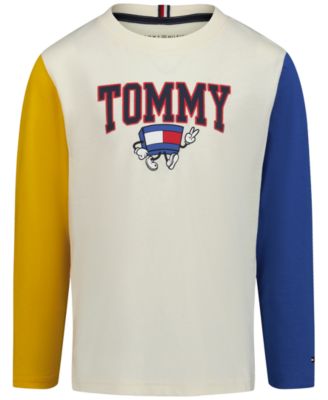 Boys' 2T-20 Tommy Mascot Long-Sleeve Crewneck Cotton-Blend Puff-Print Graphics T-Shirt