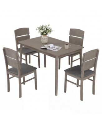5Pieces Dining Table Set with 4 Upholstered Chairs 1 Rectangular Table for Dining Room