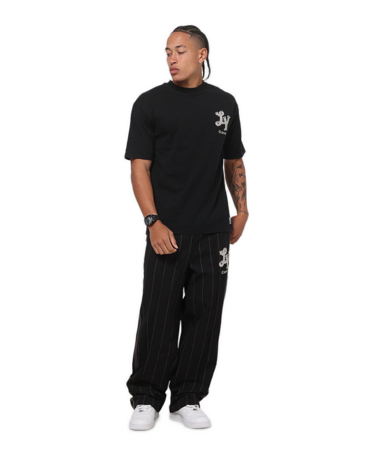Мужская футболка CARRE Los Angeles City Series Oversized-Fit Contrast Gothic Chest Logo Print, цвет: Чёрный — фото 2