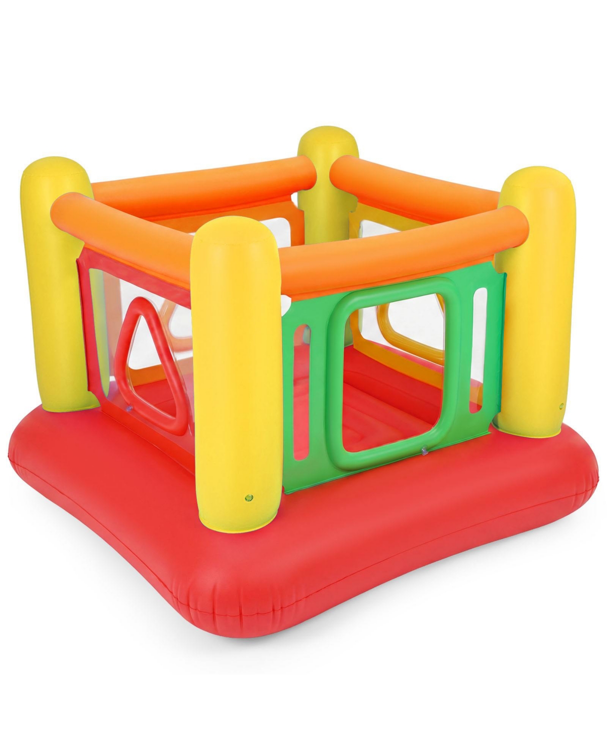 Costway Inflatable Bounce House for Kids Jumping House with Transparent Side Walls - Red + yellow + orange