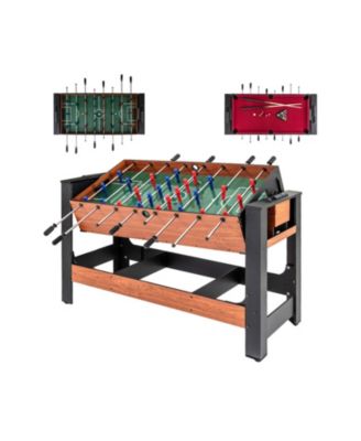 2-in-1 Foosball and Pool Combo Table with Flip Top and L-Shaped Legs
