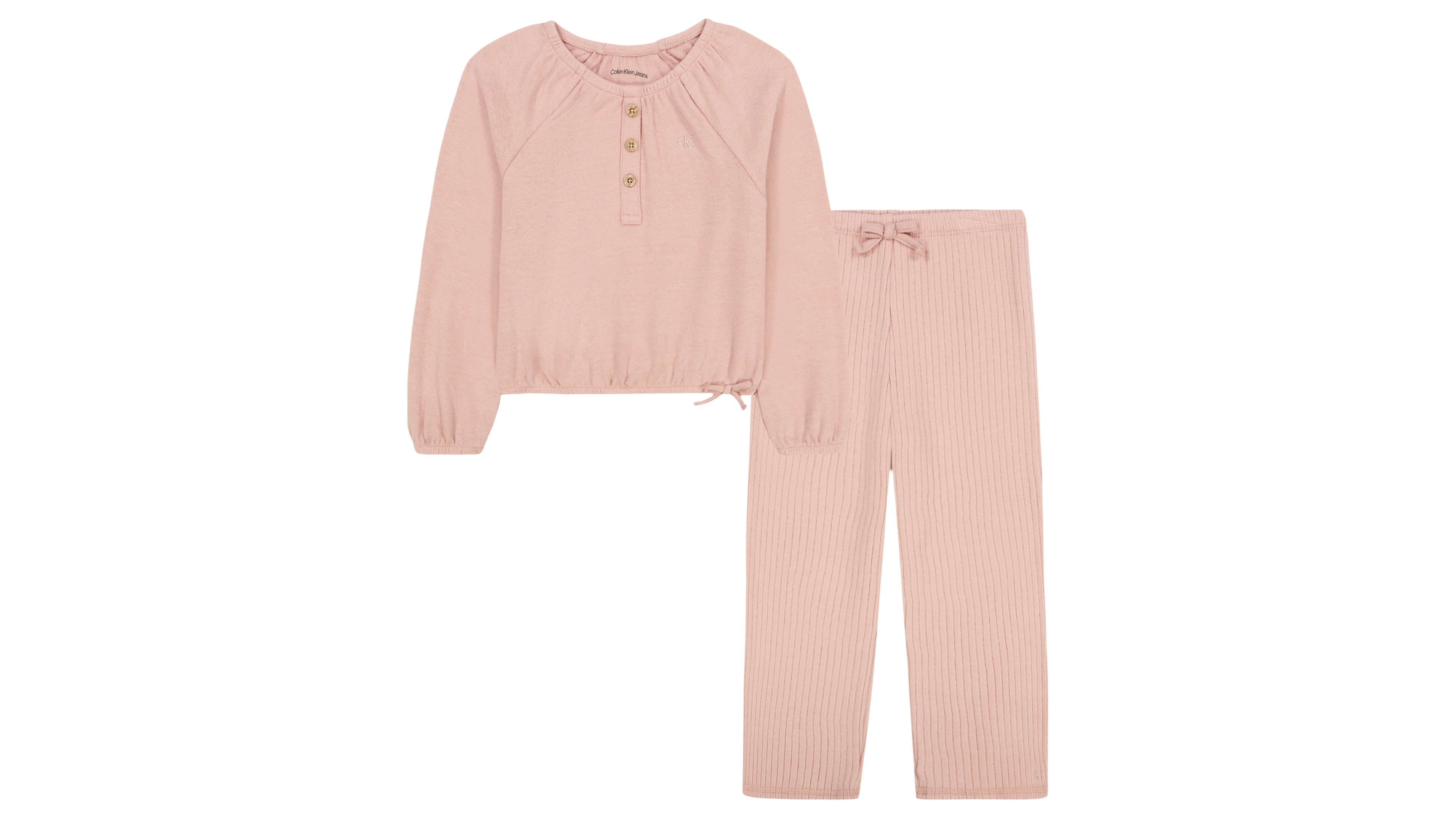 Calvin Klein Girls' 2T-6X Long-Sleeve Top and Pants, 2-Piece Set