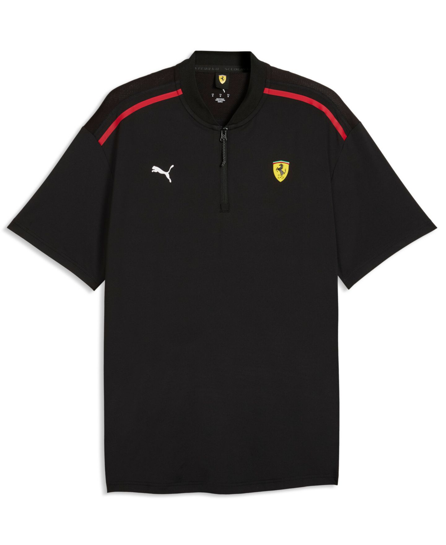 Мужское поло Puma Ferrari Cloudspun Half Zip Polo Shirt, цвет: Чёрный — фото 5