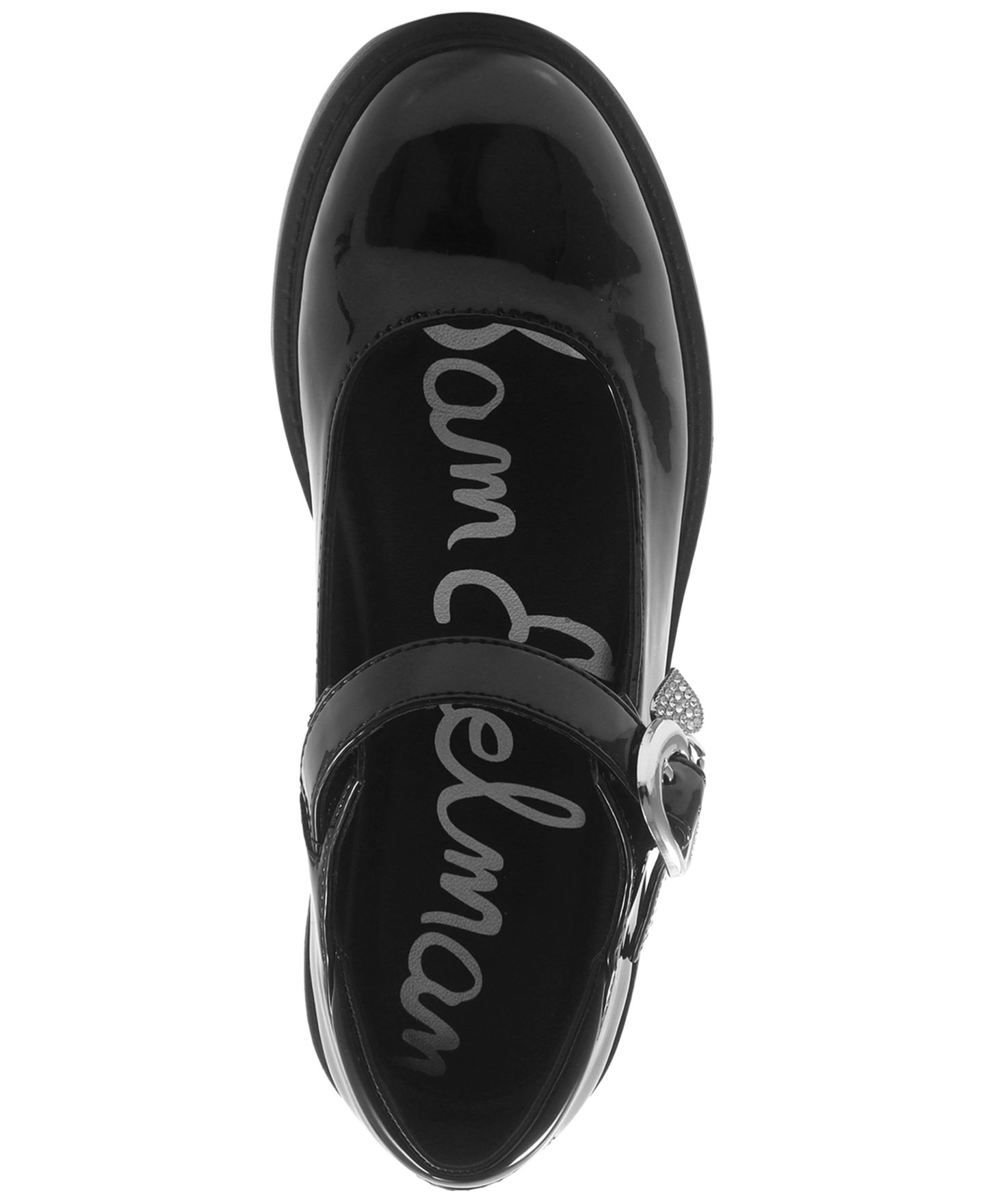 Балетки Sam Edelman Lenny Stones Round-Toe Patent Heart Charm Flats для девочек, цвет: Чёрный лаковый — фото 4