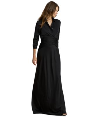 Women's Pleated Button-Up Charmeuse Gown