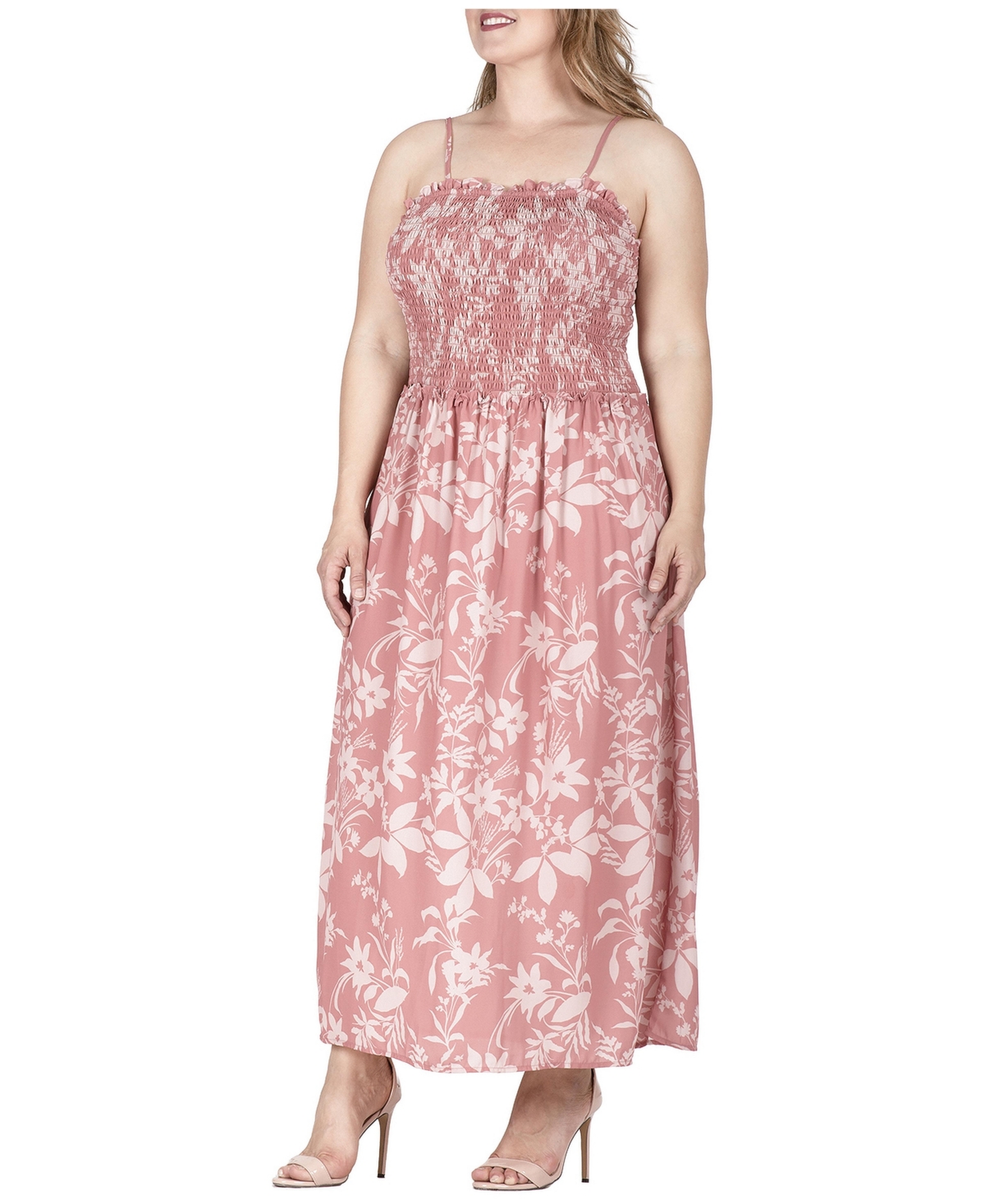 Standards & Practices Plus Layla Floral Smocked-Bodice Maxi Dress