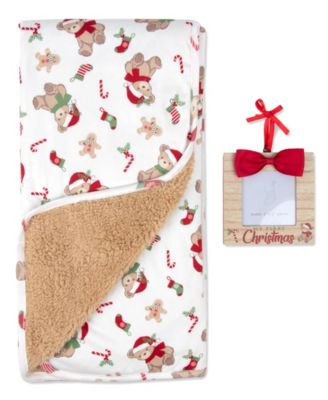Baby Boy or Baby Girl My 1st Christmas Holiday-Print Blanket and Frame, 2-Piece Set