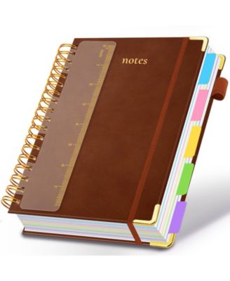 Hardcover Spiral Notebook 5 Subject College Ruled With Dividers Pen Loop