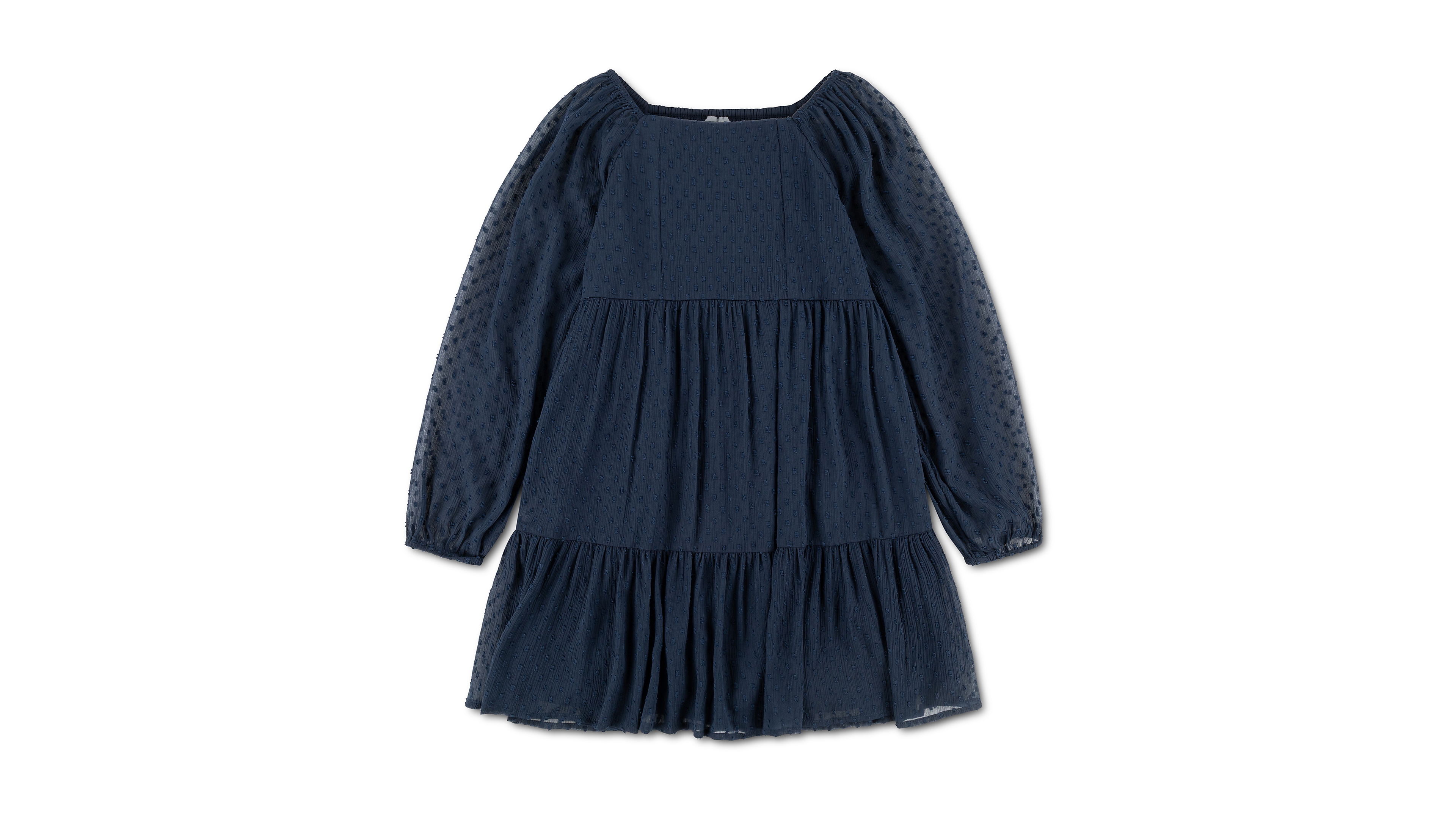 abercrombie kids Girls' 4-16 Long-Sleeve Square-Neckline Tiered Babydoll Mini Dress