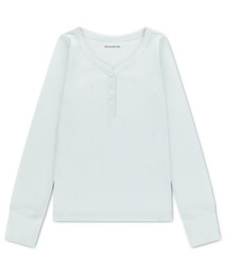 Girls' 5-16 Long-Sleeve Henley Picot-Trim T-Shirt