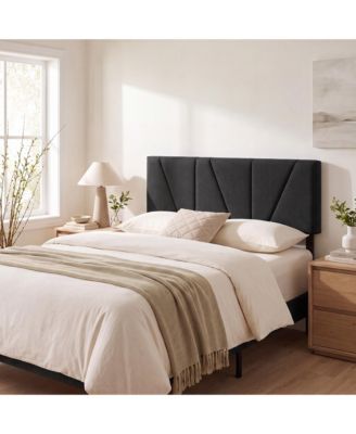 Queen Upholstered Headboard with Adjustable Height, Twill Linen Tufted Button Headboard for Bedroom, Engineered Wood Frame